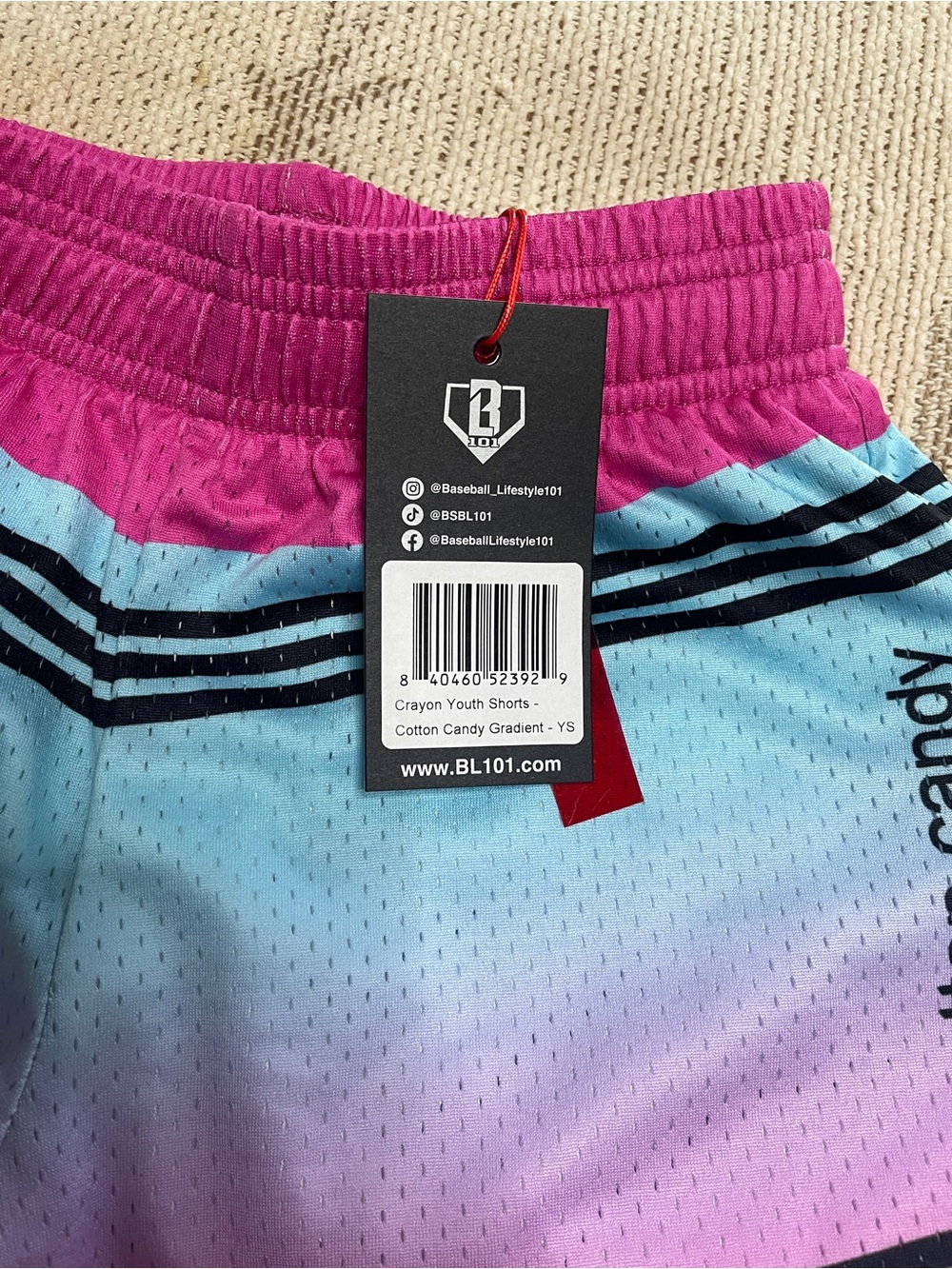 Cotton Candy Gradient Kids Shorts - Pink/Blue Youth Small YS BBL101 NWT - Picture 3 of 6